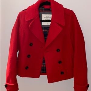 Abercrombie & Fitch Cherry Red Pea Coat